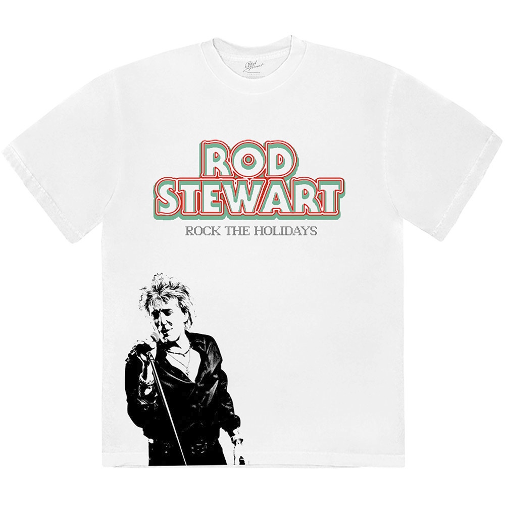 Rod Stewart - Rock The Holidays Mens Tshirt - White